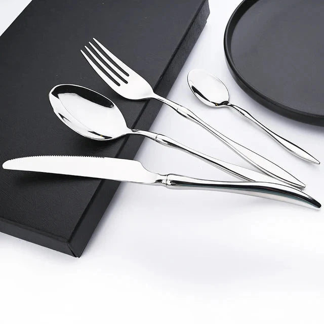 Dinnerware Vintage Cutlery Set Stainless Steel Mirror Silverware Set | Bowlift