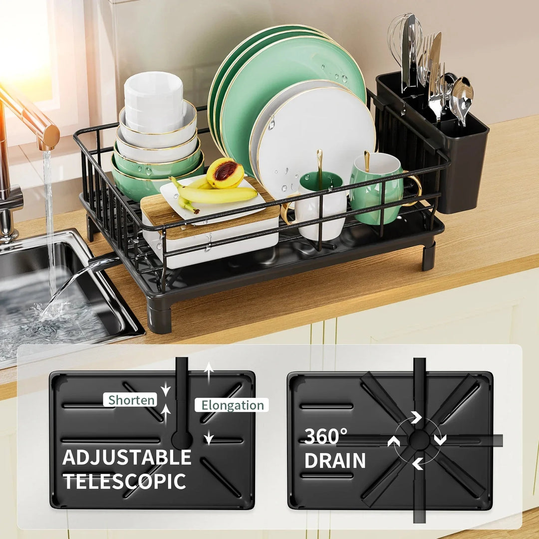 Dish Draining Rack Cutlery Rack With Drain Tray And Drip Line Drainer | Bowlift