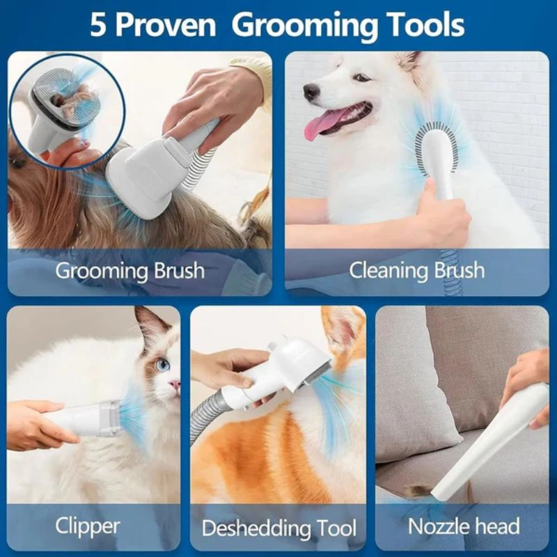 BowLift | 5-in-1 Dog Grooming Kit with with Pet Hair Vacuum & Clipping Tools