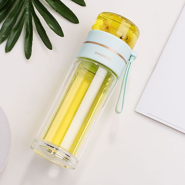 Double-Layer Glass Water Bottles Tea Infuser Bottle Tea Separation Mug | Bowlift