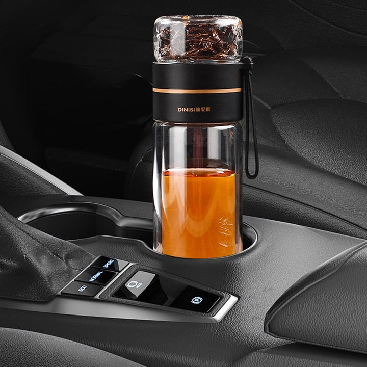 Double-Layer Glass Water Bottles Tea Infuser Bottle Tea Separation Mug | Bowlift
