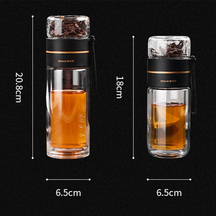 Double-Layer Glass Water Bottles Tea Infuser Bottle Tea Separation Mug | Bowlift