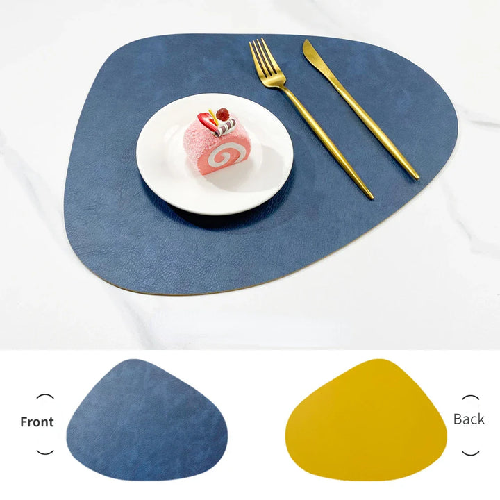 Double-Sided Anti-Slip Cowhide Leather Water-Drop Placemat Table Mat | Bowlift