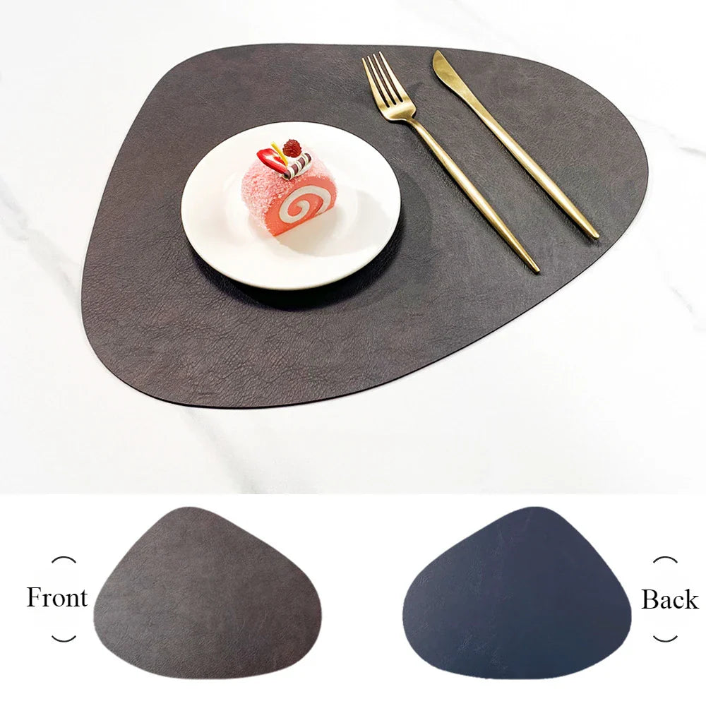 Double-Sided Anti-Slip Cowhide Leather Water-Drop Placemat Table Mat | Bowlift