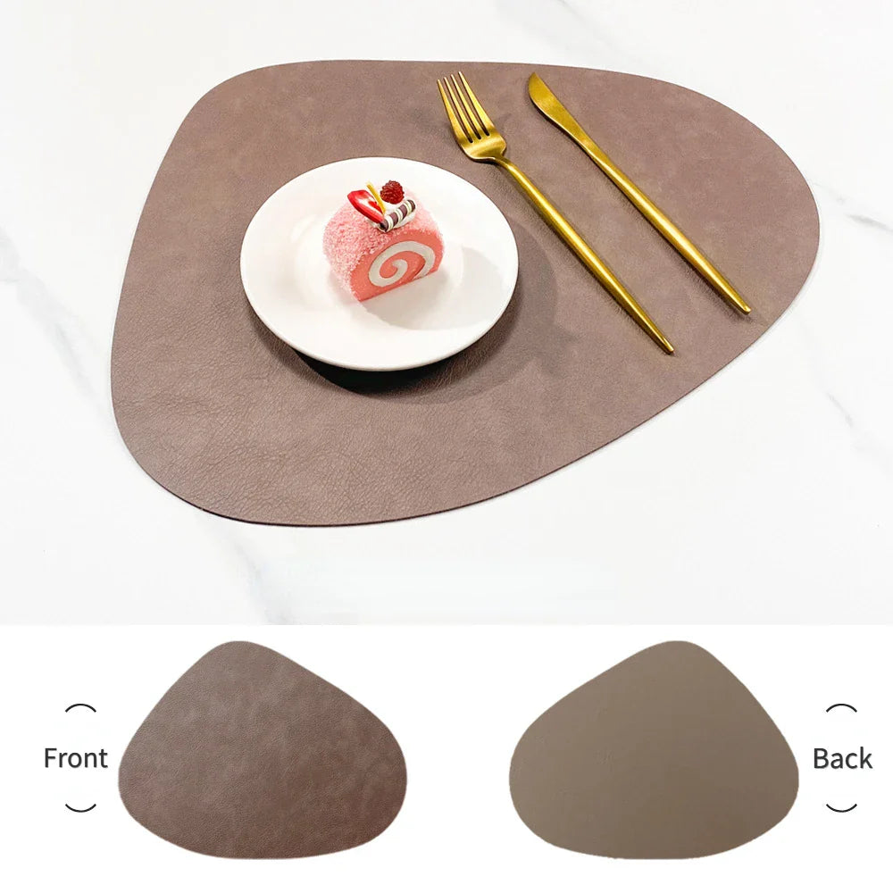 Double-Sided Anti-Slip Cowhide Leather Water-Drop Placemat Table Mat | Bowlift