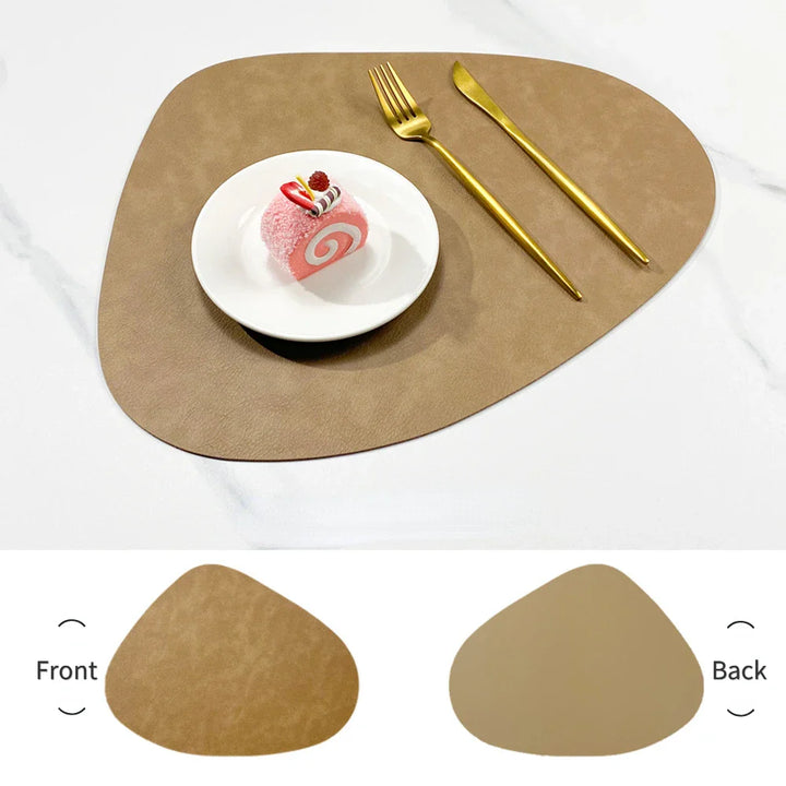 Double-Sided Anti-Slip Cowhide Leather Water-Drop Placemat Table Mat | Bowlift