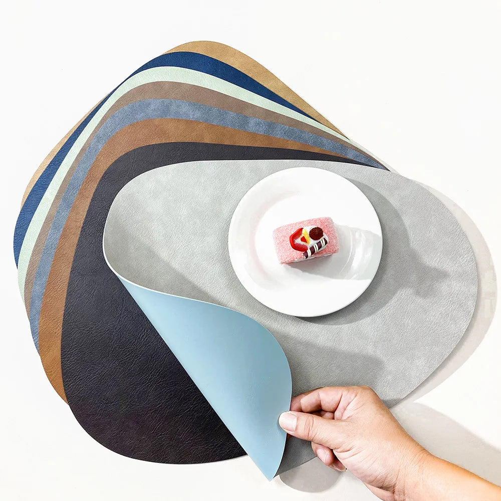 Double-Sided Anti-Slip Cowhide Leather Water-Drop Placemat Table Mat | Bowlift