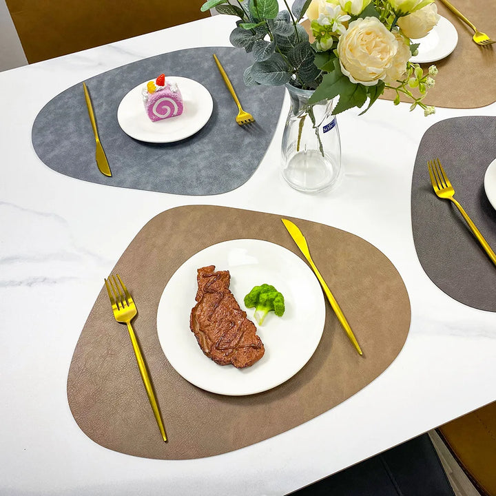 Double-Sided Anti-Slip Cowhide Leather Water-Drop Placemat Table Mat | Bowlift