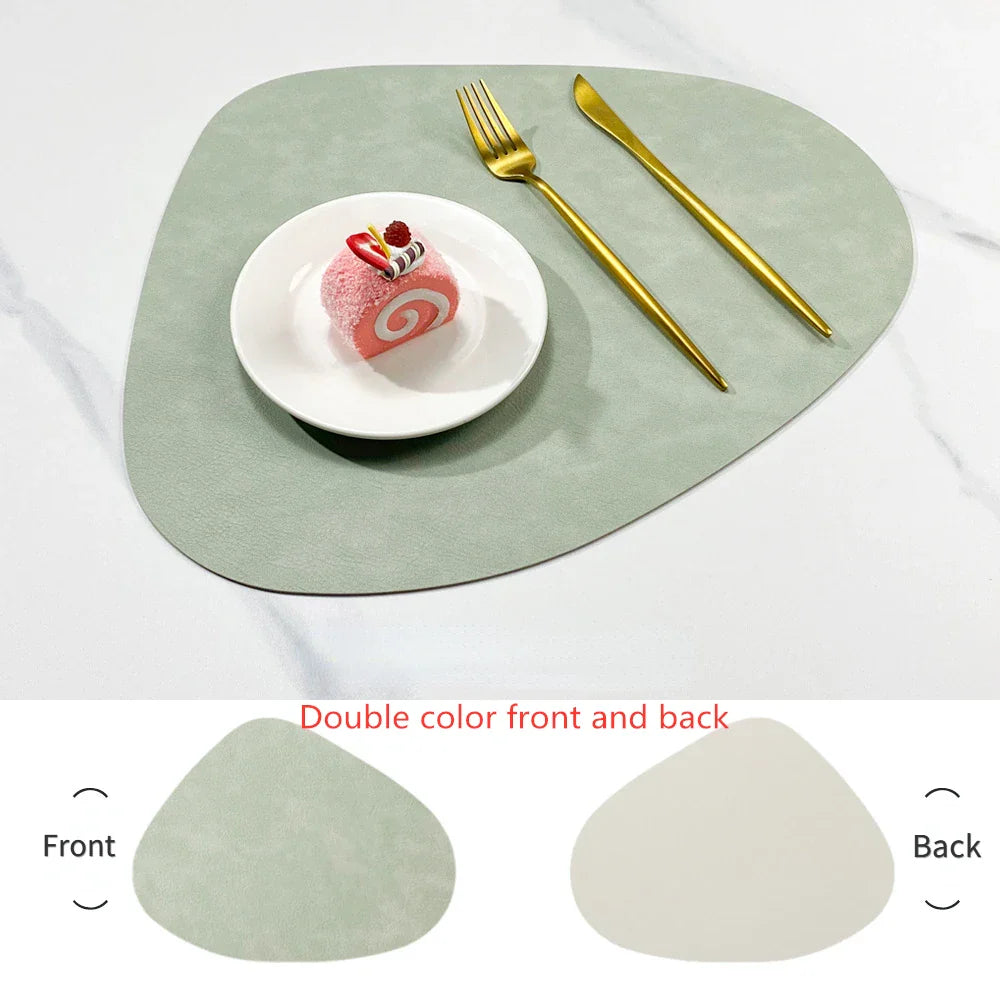 Double-Sided Anti-Slip Cowhide Leather Water-Drop Placemat Table Mat | Bowlift