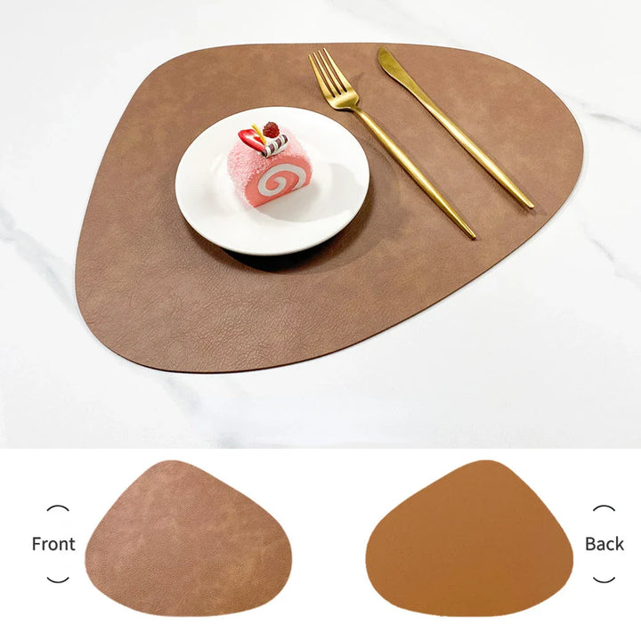 Double-Sided Anti-Slip Cowhide Leather Water-Drop Placemat Table Mat | Bowlift