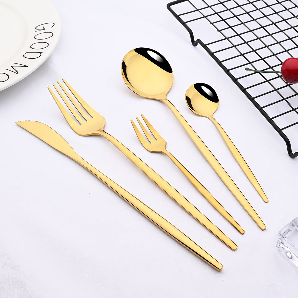 Stainless Steel Premium Dinnerware Set - Includes Steak Knife, Fork, Coffee Spoon, Teaspoon and Flatware Bowlift