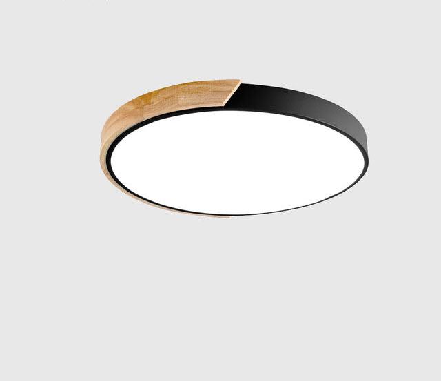 Minimalistic Round LED Ceiling Light with Wood Décor – Modern Design, Dimmable | Bowlift