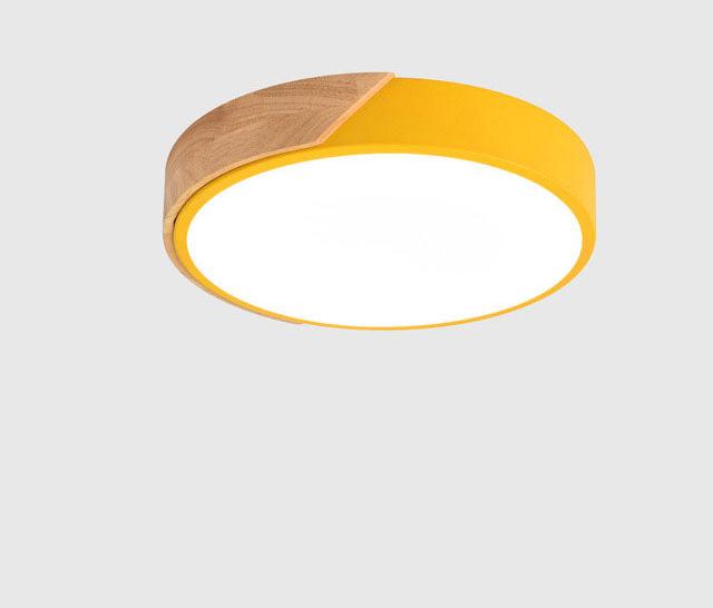 Minimalistic Round LED Ceiling Light with Wood Décor – Modern Design, Dimmable | Bowlift