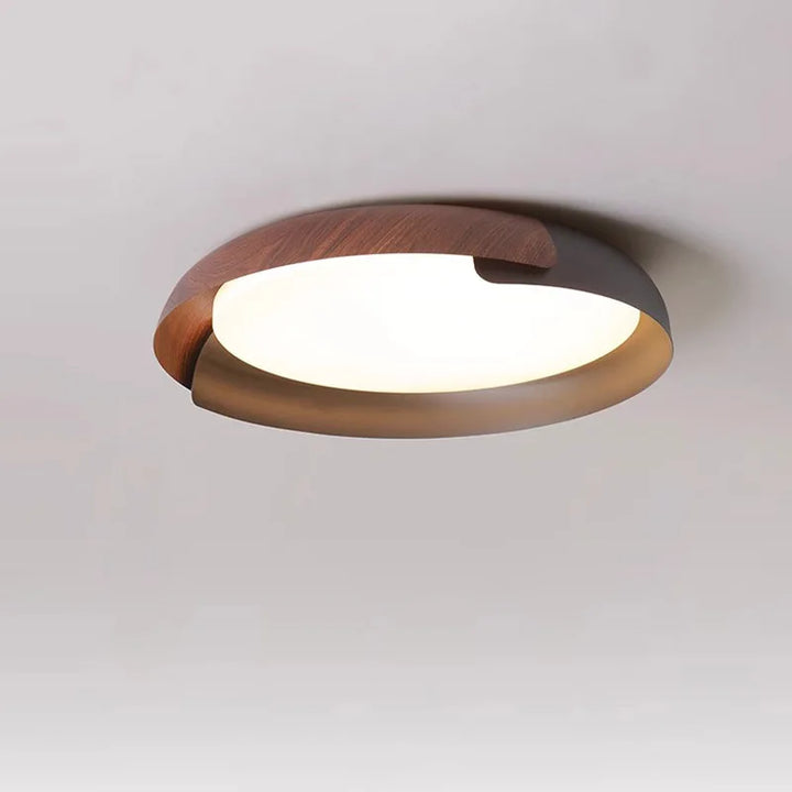 Modern ceiling light with wood pattern – Stylish LED lighting for living room | Bowlift