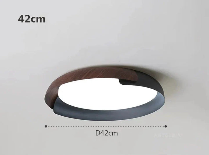 Modern ceiling light with wood pattern – Stylish LED lighting for living room | Bowlift