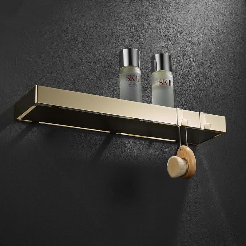 BowLift | ShowerRack - Golden bathroom shelf with hooks