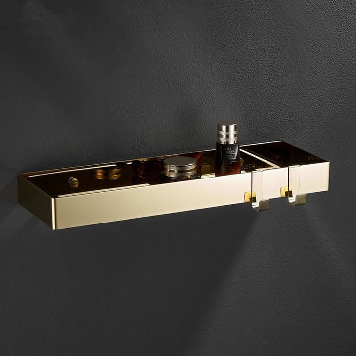 BowLift | ShowerRack - Golden bathroom shelf with hooks