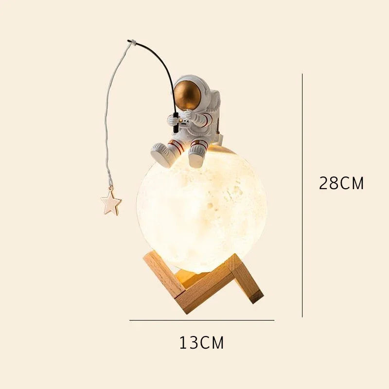 3D Astronaut Moon Lamp with LED Night Light, Dimmable Touch Control and Decoration for Children's Room | Bowlift