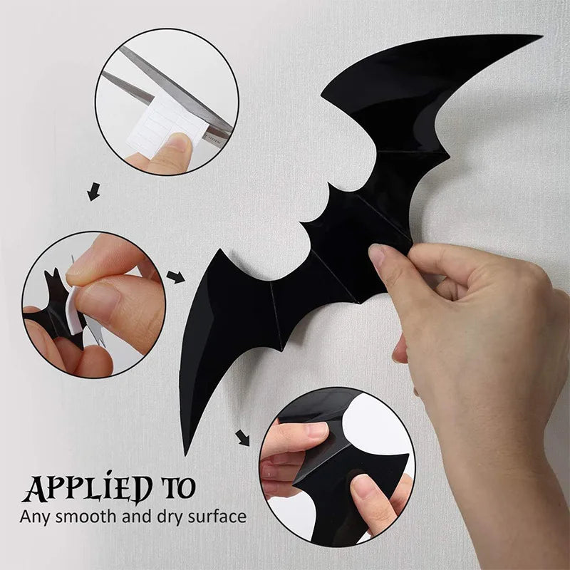 Bats Wall Decor Stickers - Halloween Decoration Stickers For Home Décor (120 Pc) Bowlift