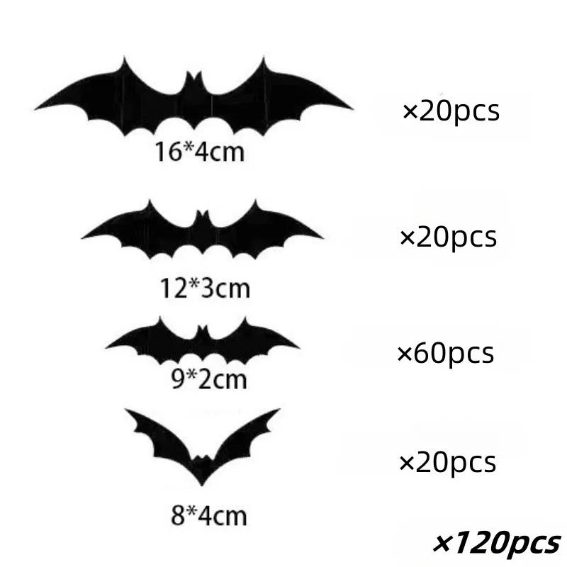 Bats Wall Decor Stickers - Halloween Decoration Stickers For Home Décor (120 Pc) Bowlift
