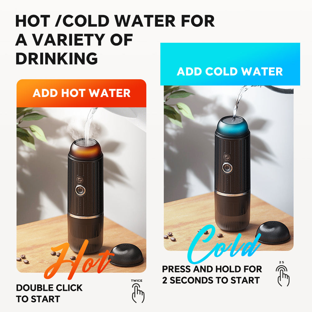 Self-Heating Portable Electric Espresso Machine with USB-C Charger For Ground Coffee & NS Capsules Bowlift