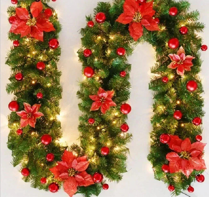 BowLift | Christmas Garland | Elegant Rattan Banner with LED Lighting