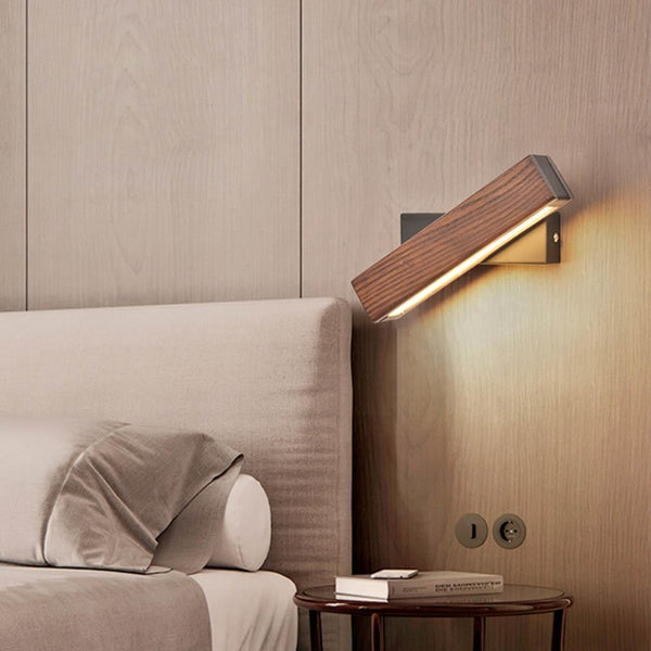 Nordic swivel LED wall light | Minimalist wood design | Bowlift