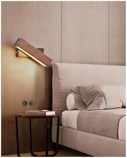 Nordic swivel LED wall light | Minimalist wood design | Bowlift