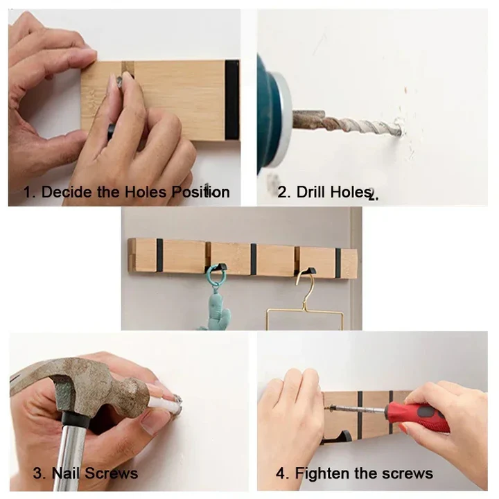 BowLift | Wooden Wall-Mounted Coat Rack with Hidden Coat Hook