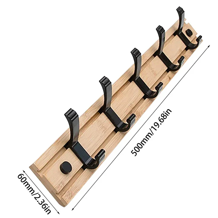 BowLift | Wooden Wall-Mounted Coat Rack with Sliding Hooks