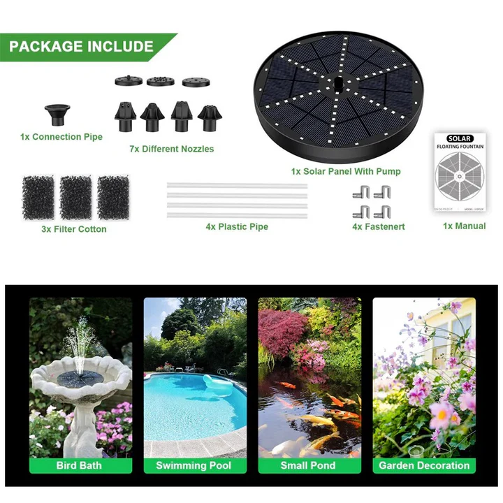 BowLift | Solar Fountain with 60 LED Lights