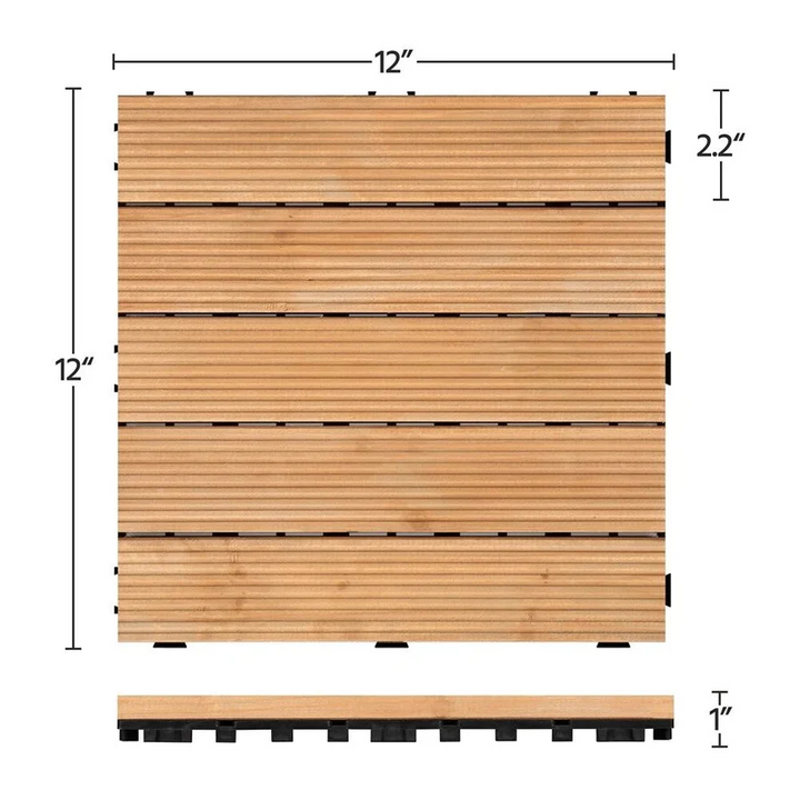 BowLift | Interlocking Outdoor Patio Wood Flooring Deck Tiles 27Pcs