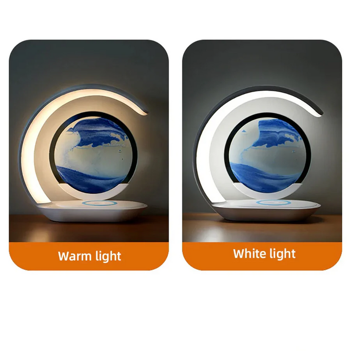 BowLift | 3D Sand Art Table Lamp with Wireless Charger