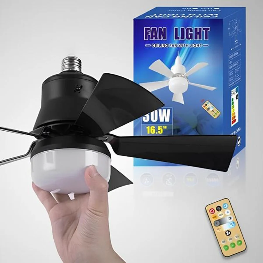 BowLift | Ceiling Light Fan with LED, E27 Socket Mount with Remote Control