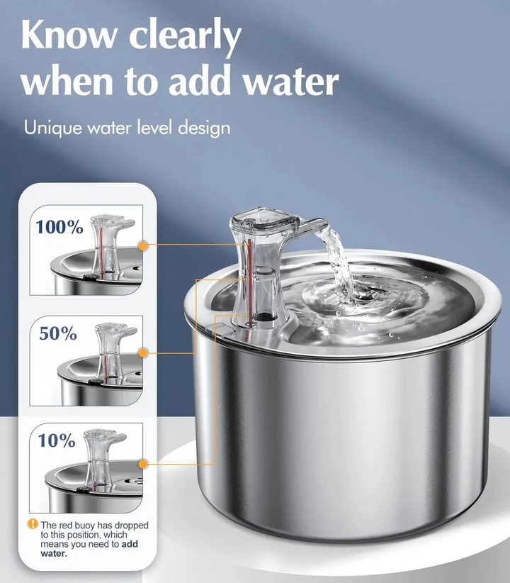 BowLift | PurrFlow Smart Cat Fountain Stainless Steel with Filter & Auto-Sensor