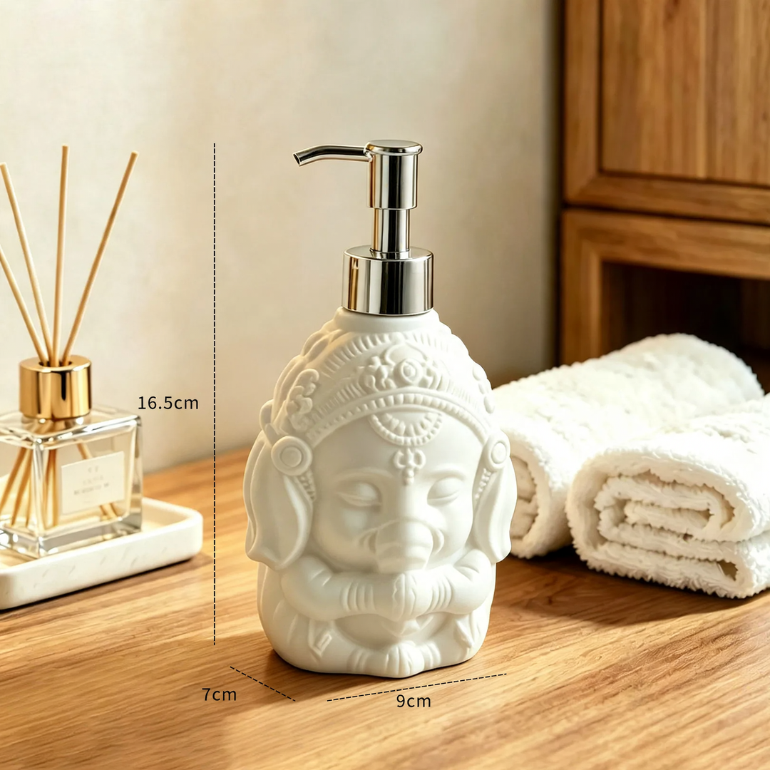 Elephant soap dispenser with pump closure
