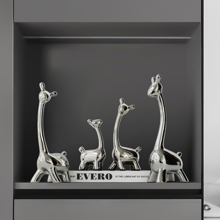 Ceramic deer decorative figure with silver electrolysis