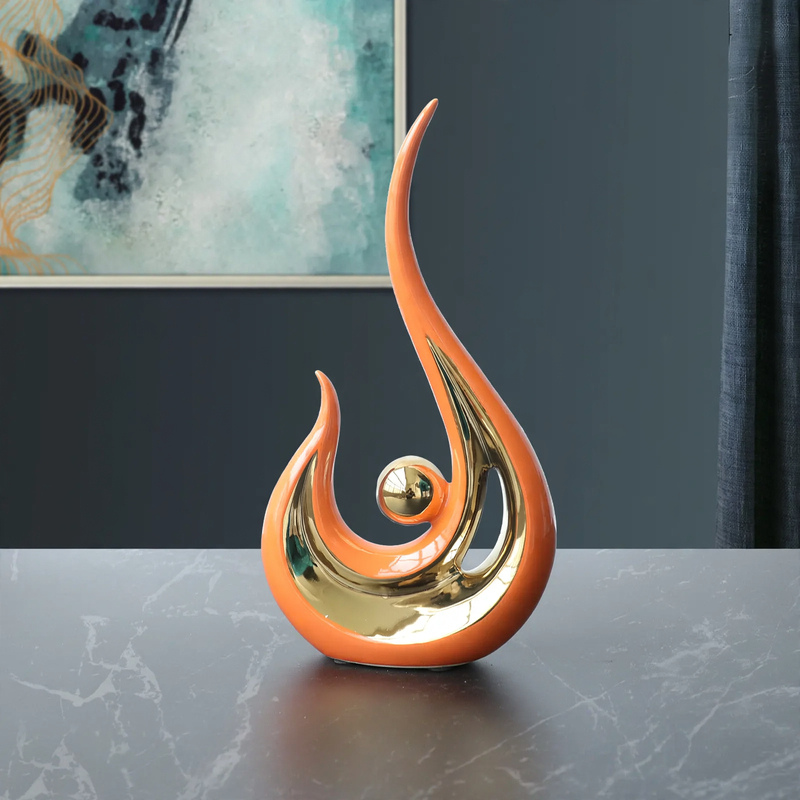 Ceramic deer decorative figure with silver electrolysis