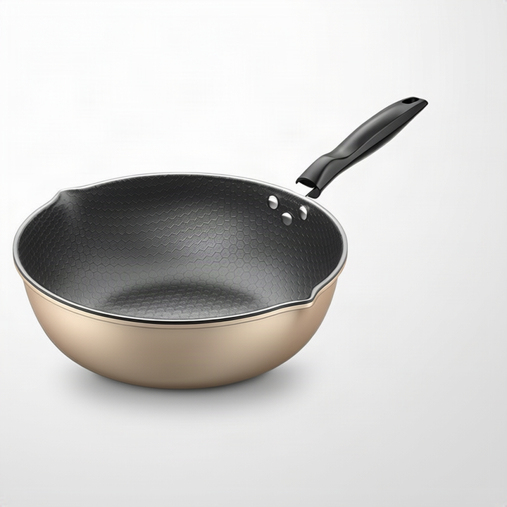 Non-stick frying pan with honeycomb pattern