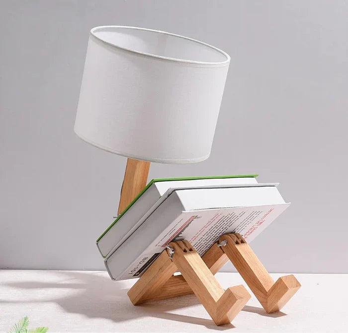 Wooden Table Lamp with Book Holder - RutanFlex | Bowlift
