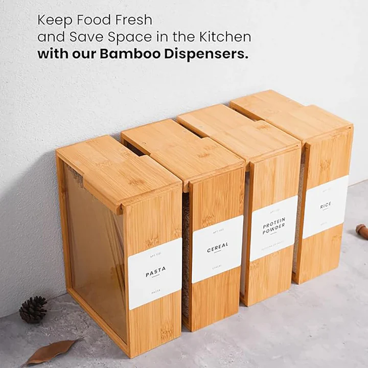 BowLift | Bamboo Cereal Dispenser and Food Storage Container