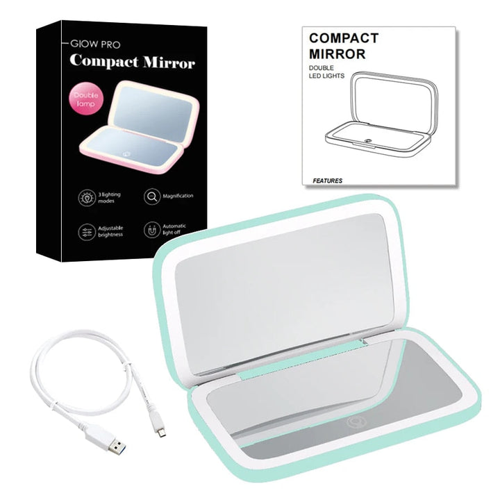 BowLift | Mini LED 10x Magnification Cosmetic Mirror with Various Light Settings, USB Rechargeable