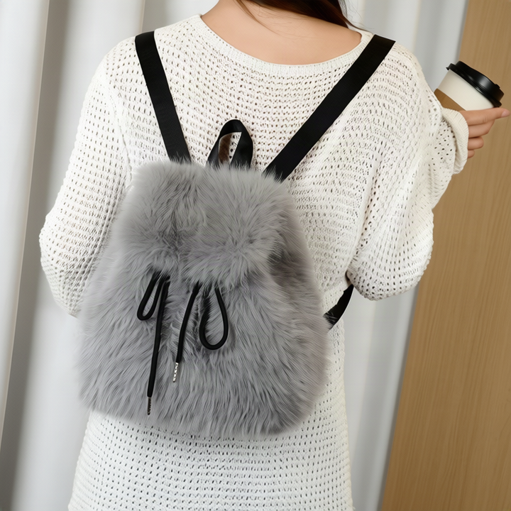 Backpack with faux fur look, large capacity