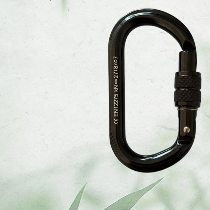 Steel carabiner for climbing, 25 KN
