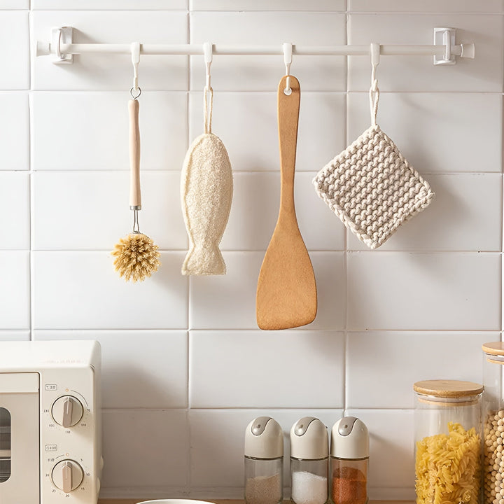 Compact swivel hanging shelf with 8 hooks | Bowlift