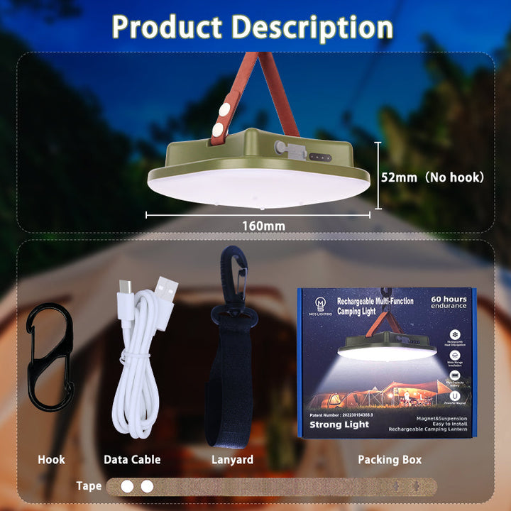 Rechargeable LED Camping Lamp with Magnets Bowlift
