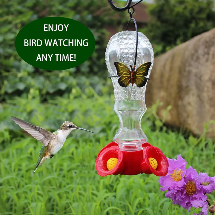 BowLift | Flowers Glass Hummingbird Feeder With Ant Moat