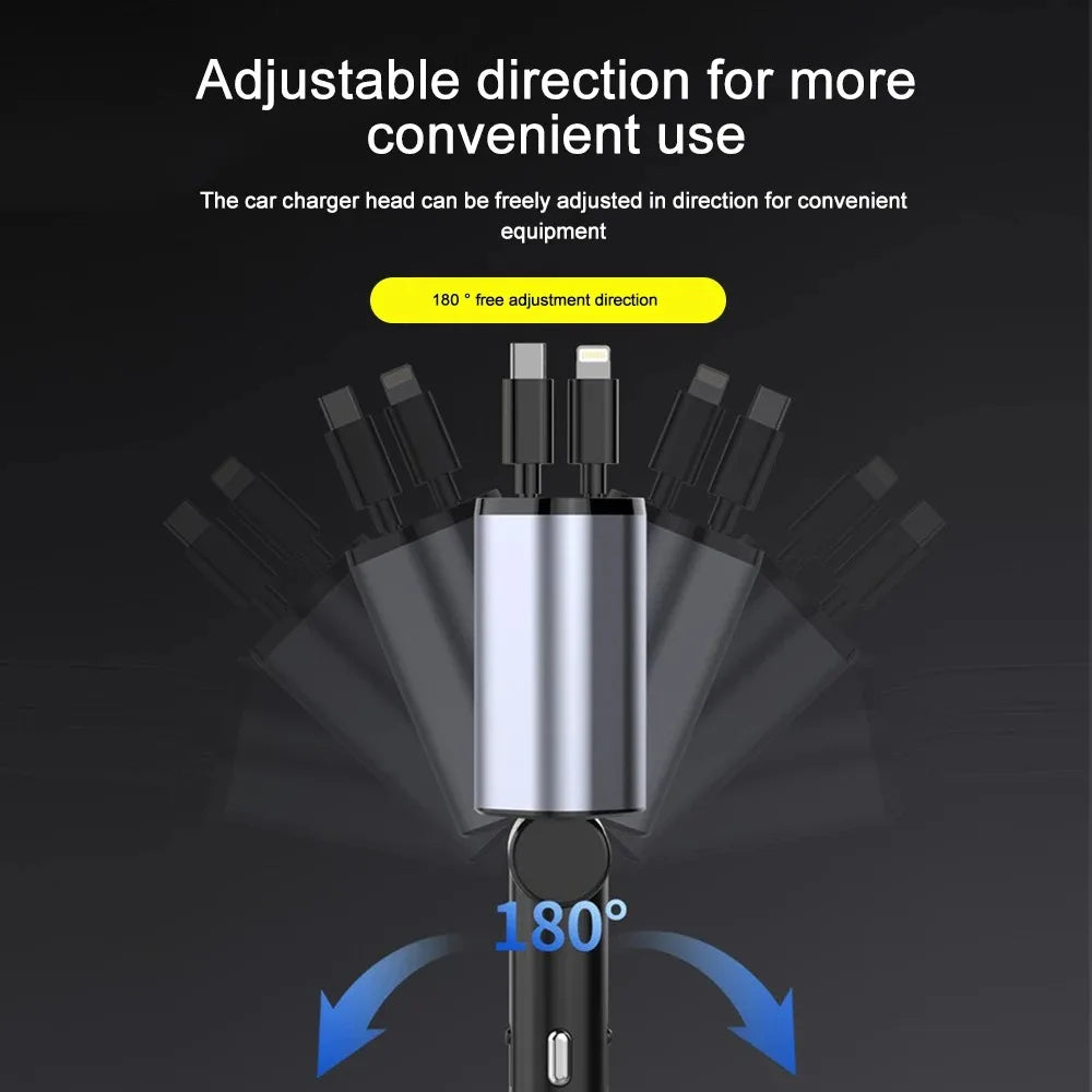 Foldable Car Charger with USB-C and USB-A – 120W Fast Charging | Bowlift