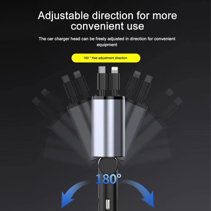 Foldable Car Charger with USB-C and USB-A – 120W Fast Charging | Bowlift