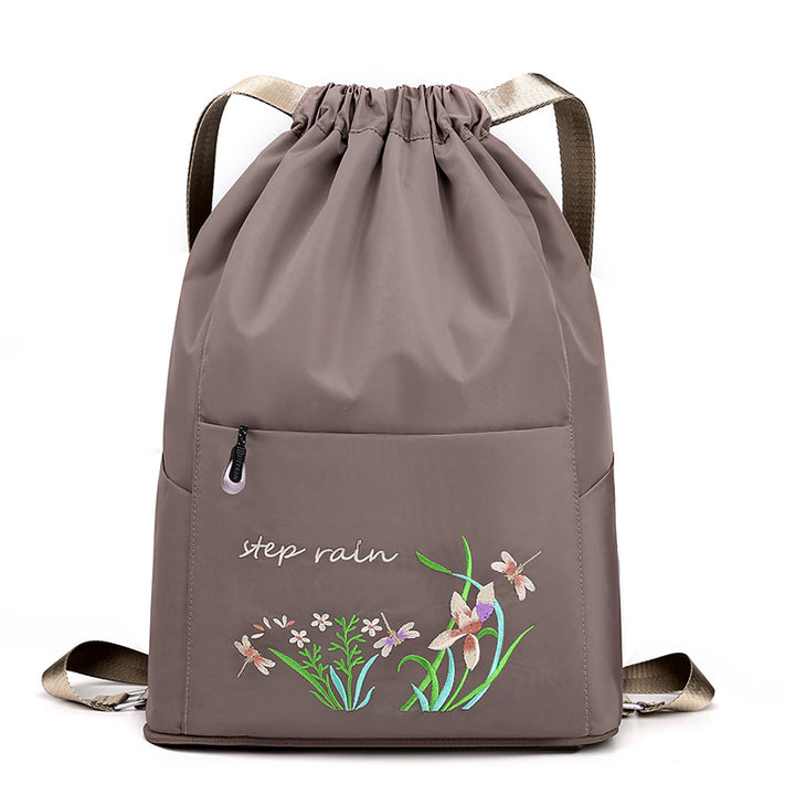 Double Backpack, Nylon, foldable, embroidered